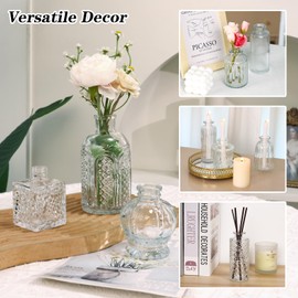 CUCUMl 24 Pack Glass Bud Vases in Bulk for Centerpieces, Clear Vintage Decorative Small Vases for Flowers, Wedding Rustic Home Table Decor