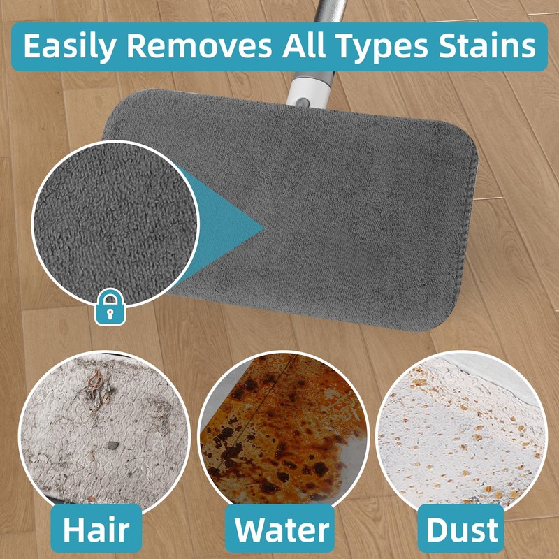 Reusable Microfiber Flat Mop for Floor Cleaning, 10.8 in (27.5