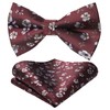 HISDERN Mens Bow Ties Floral Pre-tied Bowtie and Pocket Square