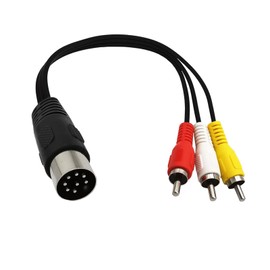 ELNONE 0.5M/1.6FT Midi Din 8 Pin Male Plug to RCA Cable,Professional 8 Pin Din to 3RCA Adapter for Audios Systems Equipment