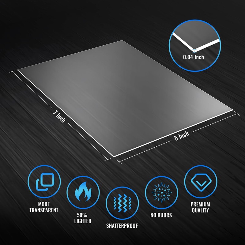 Langaelex 10 Pack of Acrylic Sheets 5x7-0.043" Thick Clear Extruded