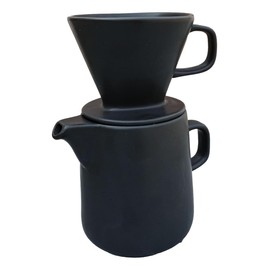 Ebros Gift Colorful Matte Finish Porcelain Portable Personal Artisan Hand Crafted Barista Style Coffee Maker Carafe Pot Flask With Pour Over Dripper Filter Cup Set (White)