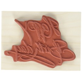 Rayher Wooden Stamp "Happy Birthday", 6 x 8 cm, Wooden Stamp Birthday, for Designing Cards, Envelopes, Gifts, Butterer Stamp, 28479000