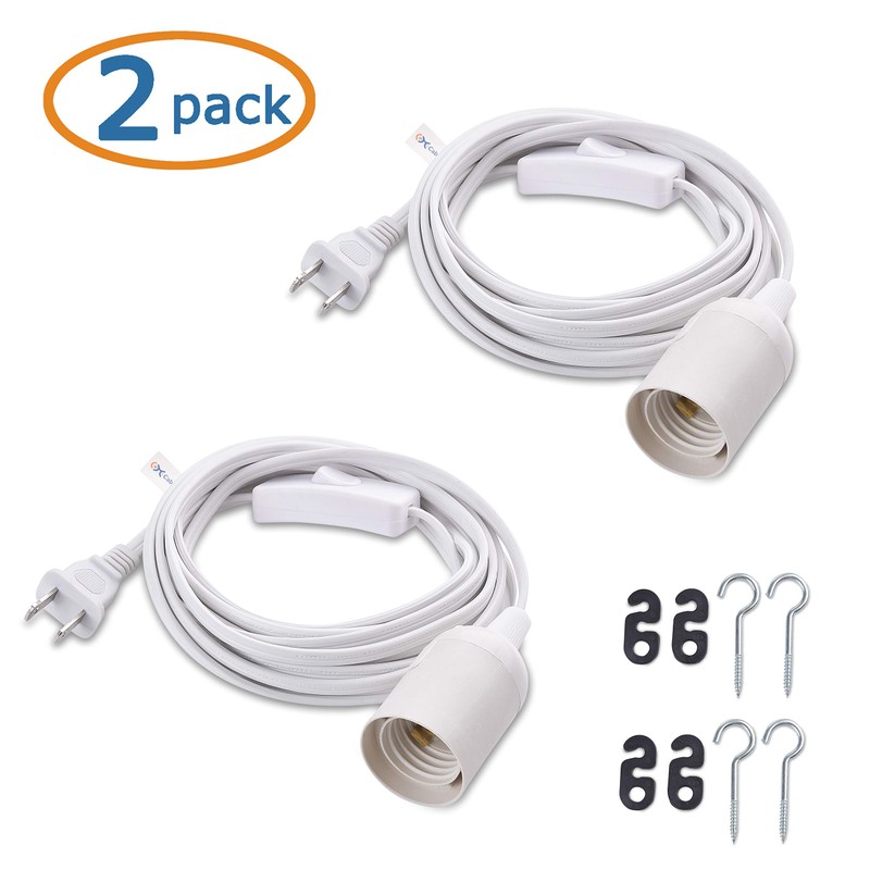 Cable Matters 2-Pack Hanging Light Cord with Switch - 15ft,