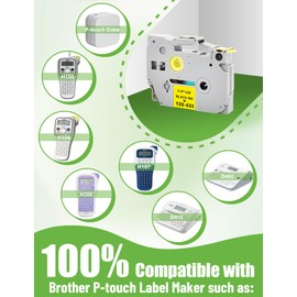 3 x Veson Compatible with TZe-631 tze631 tz-631 tz631 Brother P-Touch Tapes 12 mm x 8 m Laminated Label Tape for PT-1000 1010 1080 PT-H105 PT-E110 PT-P300BT PT-H100LB PT-H100R - Black Yellow
