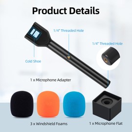 CaTeFo for DJI Mic Handle DJI Mic Mini Rode Wireless Go Microphone Stand Handheld Interview Go Grip with 1/4" Thread 3 Color Foam and Microphone Flag Adapter for Vlog Podcast Reports, StarRig PRO-HC