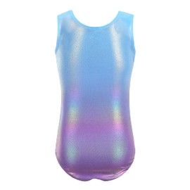 Cucudy Girls Gymnastics Leotards Long Sleeve Sleeveless Gradient Diamond Leotard Dance Ballet Gymnastics Sports Jersey for Kids Age 5 6 7 8 9 10 11 12 Years, Blue Sleevless