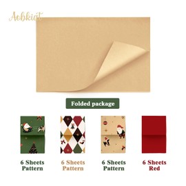 Aobkiat Christmas Tissue Paper,24 Sheets Red Green Gift Wrap Paper for Present Boxes,Xmas Gift Wrapping Bags,Wine Bottles,New Year Decorations,DIY Craft,20×15inch/Sheets