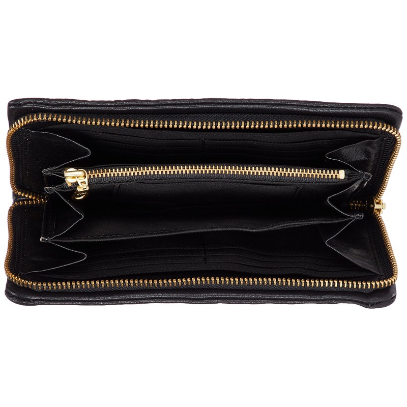 Lee Wallet, Luxury Italian Soft Leather, Round Zipper, Black