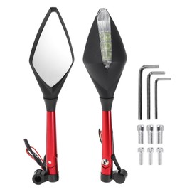 RATCHROLL 1 Set Universal Motorcycle Rear View Mirrors Adjustable Bar End Side Mirrors Mount M8/M10 Red Aluminum Alloy Prismatic Shape