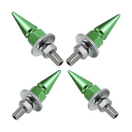 SWQS 4 PCS Spike License Plate Screws, Anti Theft Motorcycle License Plate Screws Bolts Set, Aluminum Security Fasteners Kit for Car Truck Motorcycle Plate Frames, Car Decorative Accessories (Green)