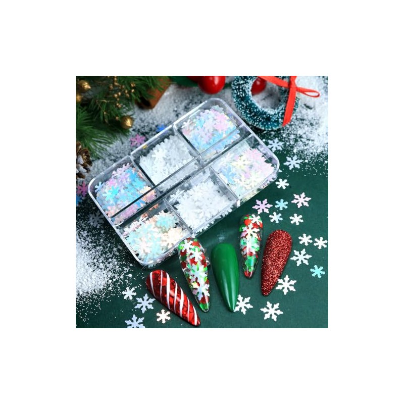 Christmas Snowflake Nail Art Decoration Winter Nail Sequins Flakes Decals