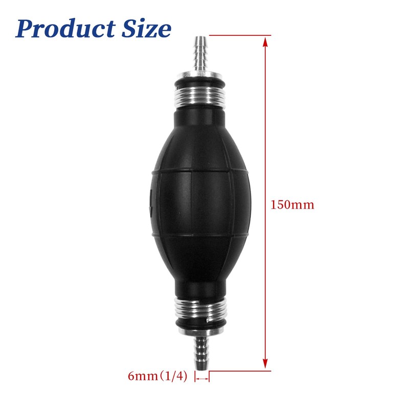 JRL Fuel Pump Fuel Line Hand Primer Bulb 6mm 1/4‘’