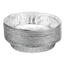 HARFINGTON 30pcs Aluminum Foil Pie Pans 7.28" Round Disposable Non-Stick Baking Pans for Pies Quiches Tarts Baking Cooking Reheating Parties, Silver