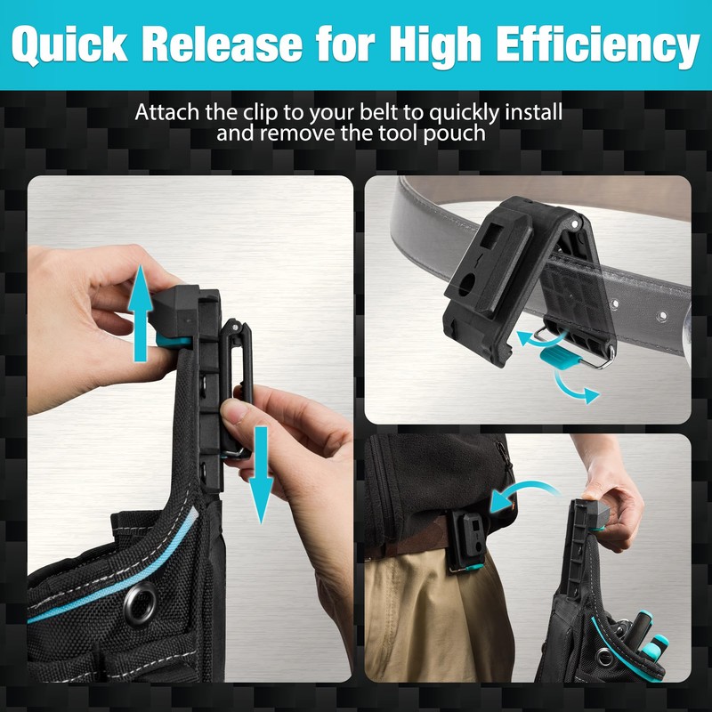 DuraTech Tool Pouch with Belt Clip, Electrician Tool Pouch with