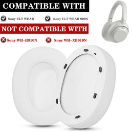 YunYiYi Ear Pads Replacement Ear Cushions Compatible with Sony ULT WEAR/ULT WEAR 900N Noise Cancelling Bluetooth Headphones Earpads Headband Cover Parts (White)