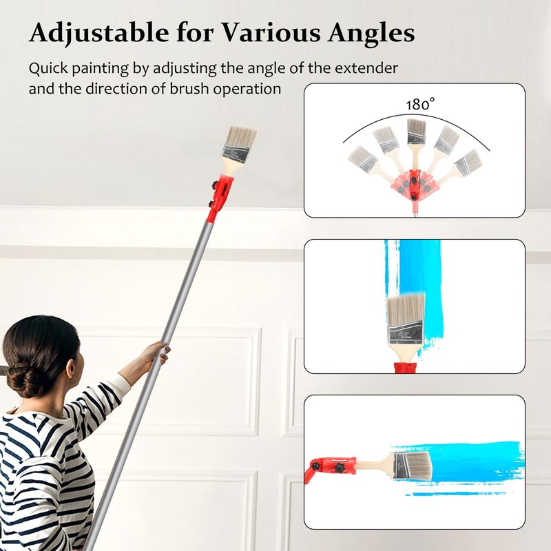 Les-Theresa Extendable Paint Brush Set, Paint Brush Extender Extension Pole