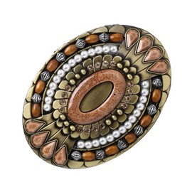 WANLIAN Bohemia Belt Buckle,Celtic Indian Gemstone Totem Oval Style Western Cowboy Design Belt Buckle,Western Cowboy Cowgirl Tiger eye Stone Belt Buckle Oval White Gold Plated for Men and Women.