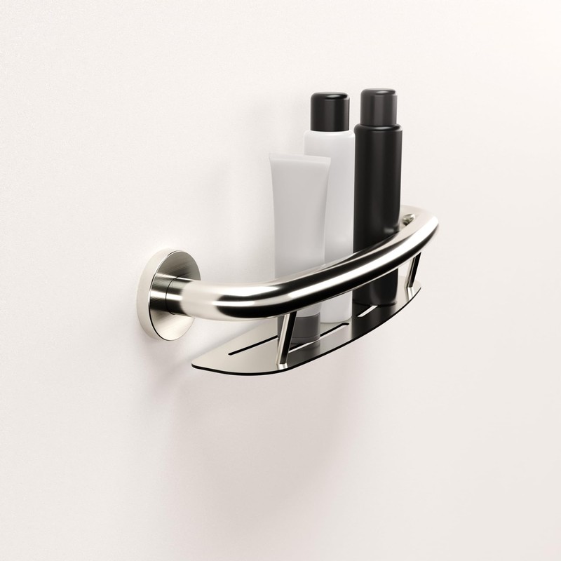 Decorative Grab Bar with Shelf, Plus Shampoo Shelf 19.5 Inch