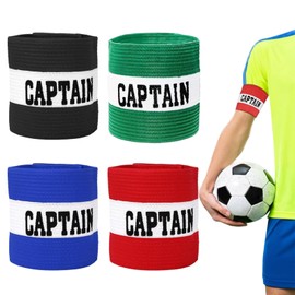 Captains Armband, Kids Captain Armband Football, 4 Pcs Set with High Elastic Fabric, Blue Red Black Green, 12.2in*3.1in, Ideal for Sports Training and Matches