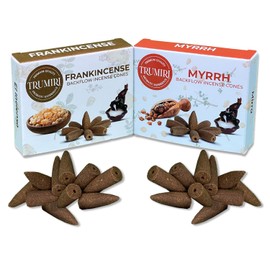 Backflow Incense Cones - Combo Pack of 20 Incense Cones Waterfall - 10 Frankincense + 10 Myrrh - Incense Backflow Cones - Waterfall Incense Cones - Incense Waterfall Cones