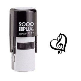 StampExpression - G-Clef and Heart Music Lover Self Inking Rubber Stamp - Black Ink (A-6179)