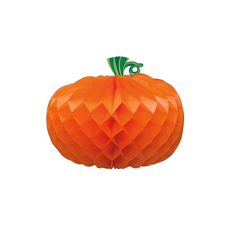 Orange Pumpkin Shaped Honeycomb Centerpiece (10.75") - Eye-Catching Decoration -
