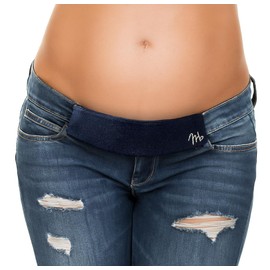 Maeband Maternity Belly Band — Instantly Extend Your Jeans, Pants & Shorts | Adjustable Waistband Belt Extender for Pregnancy & Postpartum | Soft & Stretchy Maternity Clothes Accessory for Comfort & Support (Large, Denim Blue)