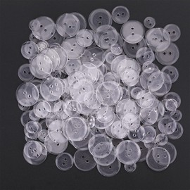 Trimming Shop Round Plastic Buttons 2 Holes Assorted Sizes for Sewing Craft, Children’s Handmade Decoration, DIY Project, Clothing, Pillow Covers, 100g, Clear