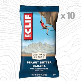 Clif Bar CLIF BAR - Peanut Butter Banana with Dark Chocolate Flavor - Made with Organic Oats - Energy Bars - Non-GMO - Plant Based Protein Bars (10 Pack)