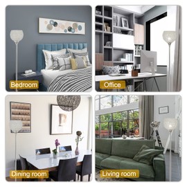 Spherical Crystal Floor Lamp, Gold 8.7 in Shade Elegant Standing Light with Crystal lamp Shade, Modern 61 in Tall Pole Lighting for Living Room, Bedroom, Office, E26 Base, LED Bulb Included