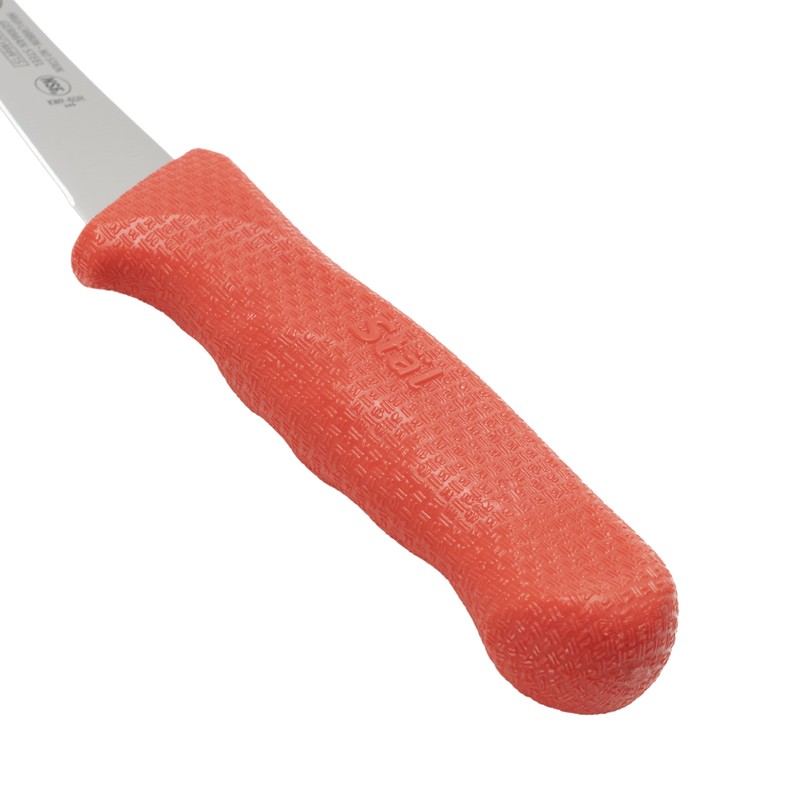 Winco 6" Commercial-Grade German Steel Boning Knife, Curved, Red
