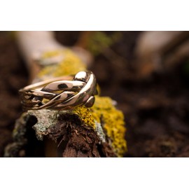 Windalf ZANO 10 mm Puzzle Ring 4-Piece Friendship Ring Bohemia Women's Ring Elegant Bronze, Fabric, No Gemstone