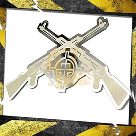 Cobra Tek Dual Rifle 3D Car Emblem Badge Decal Sticker | Polished Stainless Steel Metallic Finish | Universal Vehicle Fitment | Exterior Accessories (1 Piece)