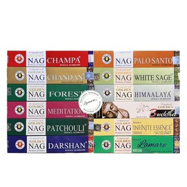 Golden Nag Pack of 12 Fragrances - 2 Exclusive Fragrances - 15g x 12 Boxes = 180g