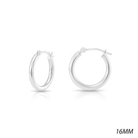 10K White Gold Classic Shiny Polished Hoop Earrings, Plain Round Gold Hoops, Gold Earrings for Women and Men, 10K Real Gold (16mm)…