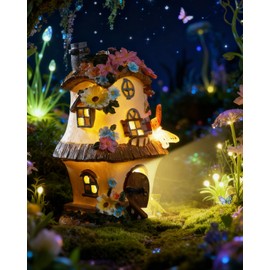 FHNQRQN Fairy Garden Houses, Fairy Houses,Fairy Houses for Outside,Fairy Garden Houses Outdoor,Solar Fairy Garden,gnome House,Fairy Garden,Fairy Garden Accessories, for Women Gift/Teenage/Kids' Gift