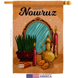Ornament Collection Nowruz Happy Persian New Year Garden House Flags Kit Religious Christian Religion Day Small Decorative Gift Yard Banner Made in USA 28 X 40