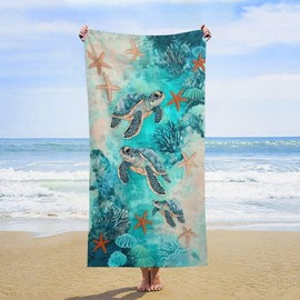 GANMP Underwater Sea Turtle Beach Towel 30" x 60" Microfiber Sand Free Quick Dry Travel for Adults Teen Children