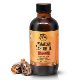 Organic Jamaican Castor Oil - 4 fl oz / 118 ml - Cold Pressed, For Hair Growth, Eyebrows, Eyelashes, Hair Scalp, Strengthens Hair, Daily Moisturiser, for All Hair and Skin Types by Jamaican Amber