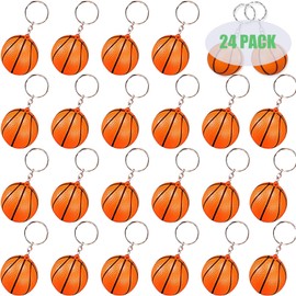 24 Piezas Llaveros de Baloncesto, Llaveros de Pelota de Estrés, Llaveros de Balón Deportivos, Mini Pelotas Antiestrés de Baloncesto, Juguete de Llaveros de Balón de Baloncesto Como Recuerdo de Fiesta