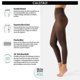 CALZITALY Opaque leggings, microfibre leggings, tights without feet, 80 denier, S, M, L, XL, XXL, 3XL, 4XL, made in Italy, Noce