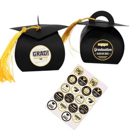 Joyesplay Graduation Cap Candy Box Set,Black Chocolate Box for Class of 2025 Party Favors Graduation decorations 2025 (36Pcs, F)