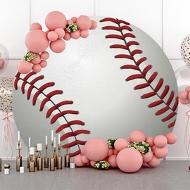 Leowefowa Baseball Round Backdrop Cover 7.2x7.2ft Baseball Field Baseball Fan Baseball Game Round Background Cover Sports Theme Boy Baby Shower Birthday Party Banner Studio Prop Decor