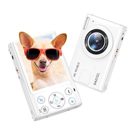 Kids Digtial Camera,4K Vlogging Camera for YouTube,64MP MP3 Player Camera for Kids,2.8" IPS Screen Video Camera,Auto Focus,18X Zoom,10 Filters,Portable Cheap Photography Camera for Students-White