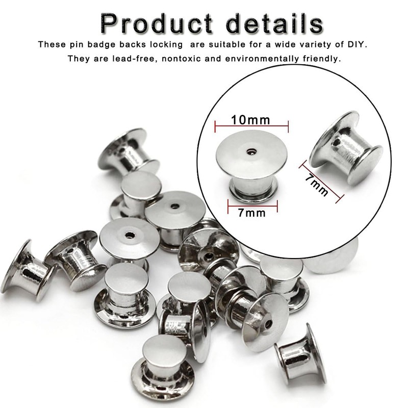 Betoplin 30 Pieces Pin Backs Locking, Metal Pin Backings Pin
