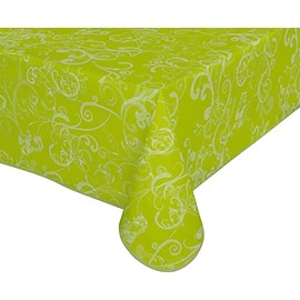 Oilcloth Tablecloth, Wipe-Clean, Non-Slip with Piping Band, Square, Round, Oval, Motif, Choice of Colours (Vine, Green, Square 110 x 140 cm)