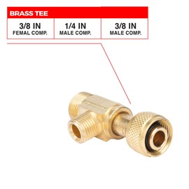JS Jackson Supplies 10 Ft Braided Stainless Steel Supply Line, Ice Maker Hose with 1/4 In Fittings on Both Ends with 3/8 x 3/8 x 1/4 Brass Compression Outlet Stop Valve Tee Adapter For Drinking Water