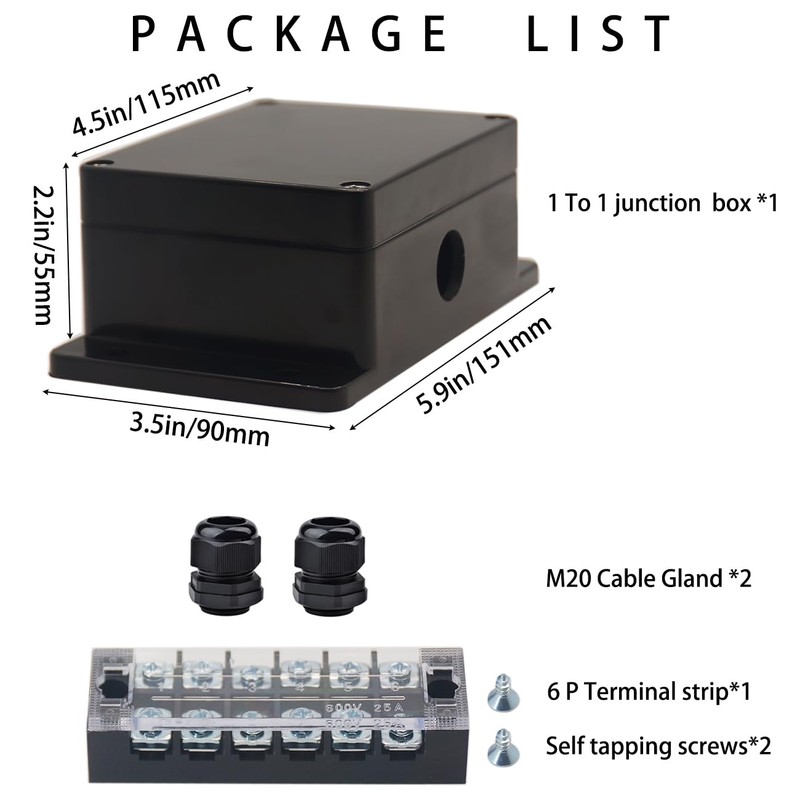 YETLEBOX Watertight Junction Box, IP67 Waterproof Electrical Project Box with