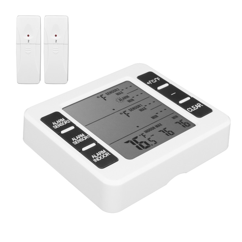 Refrigerator Thermometer Wireless Sensor Temperature Monitor with Audible Alarm for